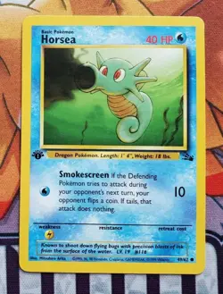 Horsea 49/62 1st Edition Pokemon Card WOTC Fossil Set LP/Near Mint - Image 1