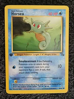 NM Near Mint 1st Edition Horsea 49/62 - Fossil Set - WOTC - Pokemon Card - 1999 - Image 1