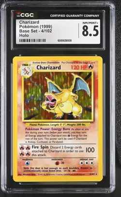 CGC 8.5 Charizard 1999 Base Set 4/102 Holo Pokemon Card - Image 1