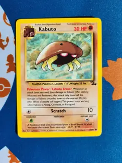 Kabuto 50/62 Fossil Set Common card Pokemon TCG WOTC 1999 Excellent - Image 1