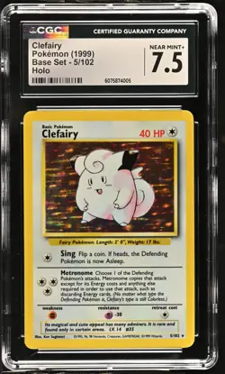 CGC 7.5 Clefairy 1999 Base Set 5/102 Holo Pokemon Card - Image 1