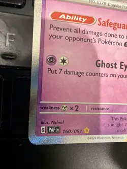 Pokemon TCG Mimikyu SV: Paldean Fates 160/091 Baby Shiny Holo Rare English NM - Image 3