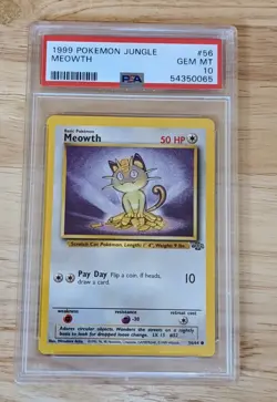PSA 10 Gem Mint Meowth #56 Unlimited Pokemon 1999 Jungle Set - Image 1