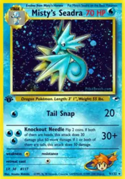 Lightly Played Misty's Seadra - 9/132 - Holo Rare - 1st Edition Pokemon Gym Hero - Image 1