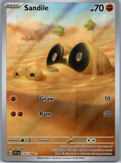 Pokemon TCG Sandile Scarlet & Violet Base Set 216/198 Holo Illustration Rare NM - Image 1