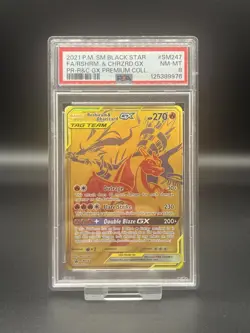 Reshiram & Charizard GX SM247 PSA 8 Black Star Promo Pokemon Card - Image 1