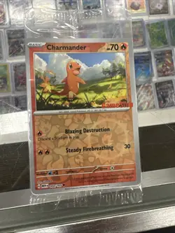 Pokemon TCG Charmander GameStop Exclusive Reverse Holo Promo Card 004/165 Sealed - Image 1