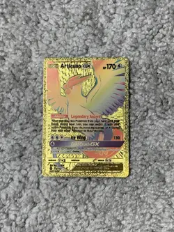 Pokemon Articuno GX HP170 Legendary Ascent Rare Rainbow Gold Foil Fan Art Card - Image 1
