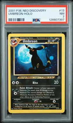 2001 POKEMON NEO DISCOVERY #13 UMBREON-HOLO PSA 7 - Image 1