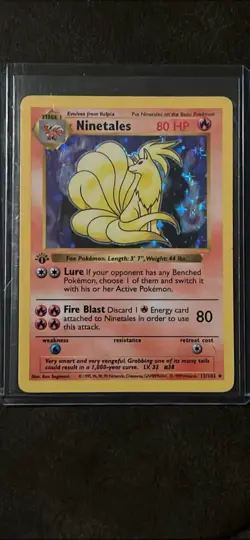 Ninetales 12/102 1st Edition Base Set Pokemon Holo Foil Rare English Shadowless - Image 1