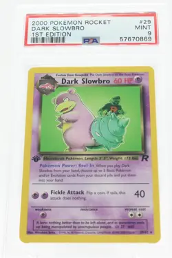 PSA 9 MINT 2000 Pokemon Team Rocket #29 1st Edition Dark Slowbro !!! - Image 1