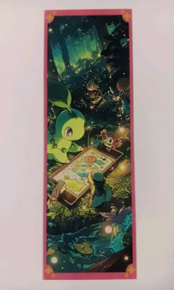 Pokemon Chinese Laser Ticket Stub Chikorita Rowlet Clear Bookmark US SELLER - Image 1
