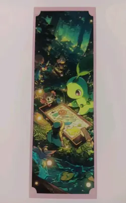 Pokemon Chinese Laser Ticket Stub Chikorita Rowlet Clear Bookmark US SELLER - Image 2