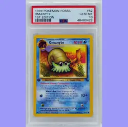 Pokemon 1st Edition Omanyte 52/62 Fossil PSA 10 Gem Mint - Image 1