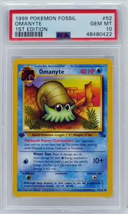 Pokemon 1st Edition Omanyte 52/62 Fossil PSA 10 Gem Mint - Image 3