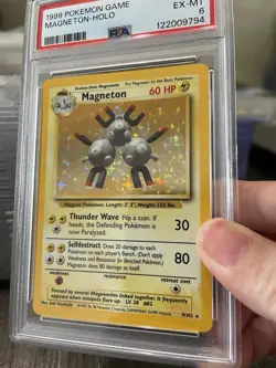 1999 Pokemon TCG Base Set Magneton Holo Rare Card 9/102 Vintage PSA 6 - Image 3