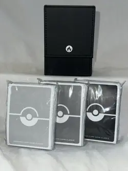 Classic Collection Leather Deck Box W/ 3 Packs Card Shields. Pokemon TCG. Fire - Image 1