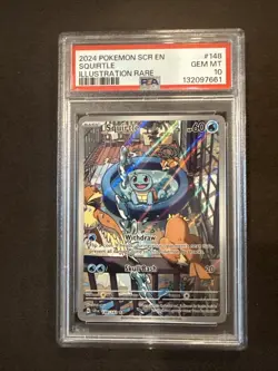 Pokemon TCG Squirtle Stellar Crown Illustration Card 148/142, PSA 10 - Image 1
