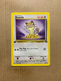 1st Edition Meowth 56/64 Jungle Set - Common Pokemon Card - NM/Mint - Image 1