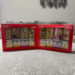 Pokemon TCG 151 Mini Tins 4 Pack + 4 Promos Sealed Sams Club Exclusive Set Of 2 - Image 1