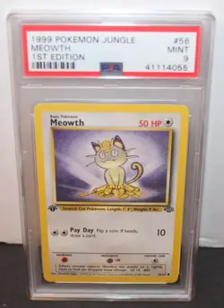 PSA 9 MINT 1999 POKEMON JUNGLE 56 MEOWTH #56 1ST EDITION ENGLISH - Image 1