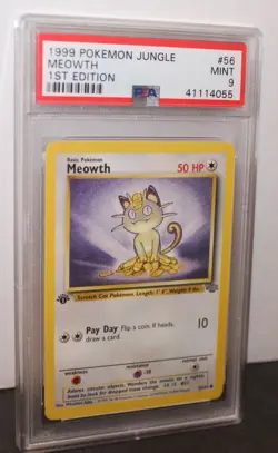 PSA 9 MINT 1999 POKEMON JUNGLE 56 MEOWTH #56 1ST EDITION ENGLISH - Image 3