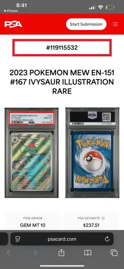 Pokemon TCG 2023 Bulbasaur Special Illustration Rare Card PSA 10 166/165 - Image 3