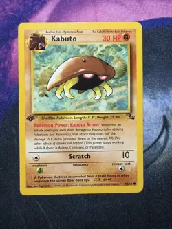 Kabuto 1st Edition Fossil Set Pokemon WOTC TCG Common Card MINTY! Never Played! - Image 1