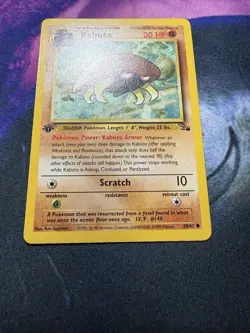 Kabuto 1st Edition Fossil Set Pokemon WOTC TCG Common Card MINTY! Never Played! - Image 3