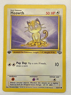 Meowth 56/64 1st Edition Jungle Set Common 1999 Pokemon Card Near Mint - Image 1