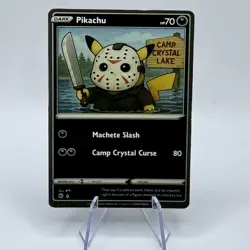 Friday The 13th - Jason Voorhees x Pikachu Custom Pokemon Fan Full Art Card - Image 1