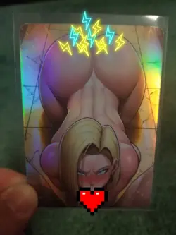 RARE ANDROID 18 DRAGON BALL Z RAINBOW FOIL WAIFU ANIME CARD - Image 1