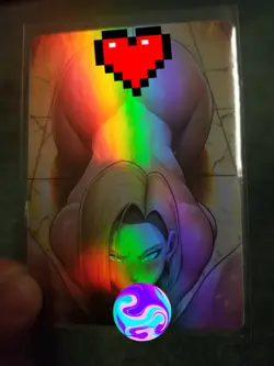 RARE ANDROID 18 DRAGON BALL Z RAINBOW FOIL WAIFU ANIME CARD - Image 2