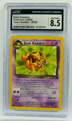 Dark Kadabra 39/82 CGC 8.5 Team Rocket 2000 Pokemon Card Slab - Image 1