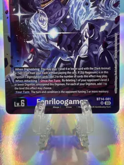 Digimon Card Game Fenriloogamon Blast Ace Super Rare Foil Card #BT14-081 - Image 3