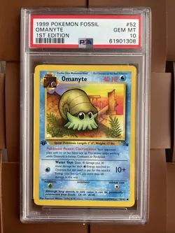 1999 Pokemon Fossil Omanyte #52 1st Edition PSA 10 TCG - Image 2