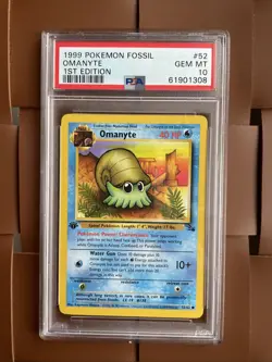 1999 Pokemon Fossil Omanyte #52 1st Edition PSA 10 TCG - Image 3