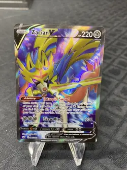 Pokemon TCG Zacian V Sword & Shield Base Set 195/202 Holo Full Art - Image 1