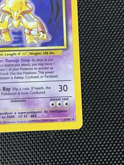Alakazam 001/102 Base Set Holo Moderately Played Rare MP Pokemon 1999 - Image 4