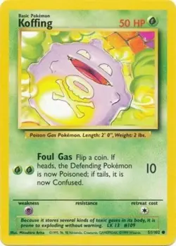 Moderately Played, English - 4 x Pokemon Koffing - 51/102 - Common - Unlimited E - Image 1
