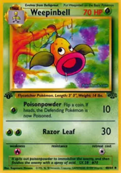 Moderately Played, English - 1 x Pokemon Weepinbell - 48/64 - Uncommon - 1st Edi - Image 1