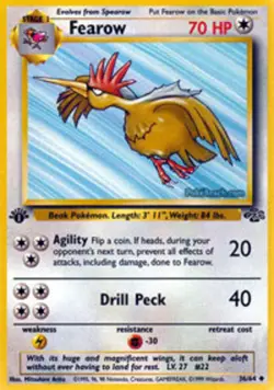 Slightly Played, English - 1 x Pokemon Fearow - 36/64 - Uncommon - 1st Edition J - Image 1