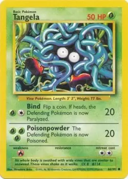 Moderately Played, English - 4 x Pokemon Tangela - 66/102 - Common - Unlimited E - Image 1