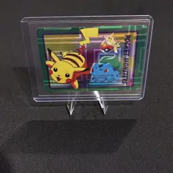 Vintage Pikachu/Bulbasaur Pokemon Bandai Collection Foil Vending Sticker Card - Image 1