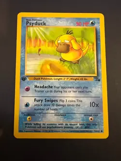 Pokemon TCG Psyduck Fossil 53/62 Regular 1st Edition Common Card MP - Image 1