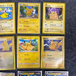 Pikachu Pokemon Card Lot 16 Cards Mix Holo V Flying Pikachu V Detective Surfing - Image 3