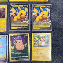 Pikachu Pokemon Card Lot 16 Cards Mix Holo V Flying Pikachu V Detective Surfing - Image 4