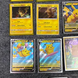 Pikachu Pokemon Card Lot 16 Cards Mix Holo V Flying Pikachu V Detective Surfing - Image 5