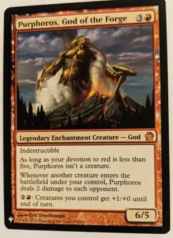 MTG English Magic Card Near Mint PURPHOROS, GOD OF THE FORGE frm Mystery Booster - Image 1