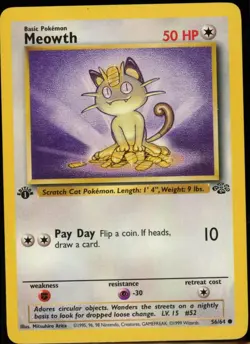 Meowth 56/64 1st Edition Jungle Vintage Pokemon Card LP - Image 1